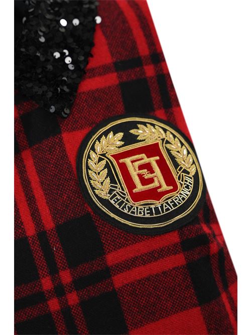 Abito in lana tartan con patch logo Elisabetta Franchi | AB73147E2CX6